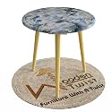 Wooden Twist Small Foldable Solid Wood Round End Table with Natural Finish Legs Portable, Space-Saving Compact Accent Table for Living Room, Bedroom, or Patio (Blue)