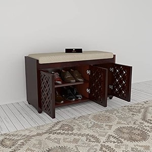 wooden twist wooden shoe rack cabinet in teak wood design-2