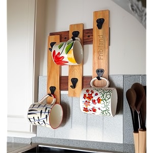 Wooden Wall Mounted Cup OrganizerCoffee Mug Holder