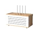 Wooden WiFi Router Storage Box Cable Management Hider Home Media Storage Cabinet Rack Organized Power Strip for Living Room, Office, Bedroom(White Plus Natural B)