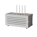 Wooden WiFi Router Storage Box Cable Management Hider Home Media Storage Cabinet Rack Organized Power Strip for Living Room, Office, Bedroom(Gray)