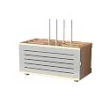 Wooden WiFi Router Storage Box Cable Management Hider Home Media Storage Cabinet Rack Organized Power Strip for Living Room, Office, Bedroom(Natural and Gray A)