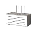 Wooden WiFi Router Storage Box Cable Management Hider Home Media Storage Cabinet Rack Organized Power Strip for Living Room, Office, Bedroom(White and Gray A)