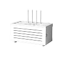 Wooden WiFi Router Storage Box Cable Management Hider Home Media Storage Cabinet Rack Organized Power Strip for Living Room, Office, Bedroom(White)