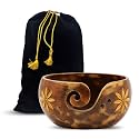Wooden Yarn Bowl – Solid Dark Hardwood Holder for Knitting &amp; Crochet | 6"x6"x3" Pinkwashed Portable Organizer – Handmade Gift for Women, Christmas Craft Supplies