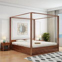 WOODENJOY Sheesham Wood King Bed With Drawers