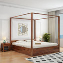 WOODENJOY Sheesham Wood Queen Bed With Drawers