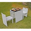 Wooden Street Crossica Compact 2 Seater Garden Living Outdoor Indoor Patio Furniture Set, Poolside Lawn Wicker 2 Chairs and 1 Centre Table with Glass, Coffee Table Set (Grey- Dual Tone)
