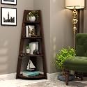 Wooden Street Severino Bookshelf | 4 Tier Sheesham Wood Open Multipurpose Foldable Bookshelf | Compact Home and Office Wooden Rack | Walnut Finish Bookcase | 155 L x 155 W x 46 H Inches