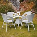 Wooden Street 4 Seater Sienna Outdoor Seating Chair (23Lx19Wx31H Inches) and Table (24Lx24H Inches) Set, Garden Patio Coffee Table Set, Outdoor Balcony Wicker Furniture Set, Grey Dual Tone