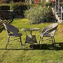 Wooden Street Veneto Outdoor Set 2 Chair and 1 Table Set, Garden Patio Coffee Table Set, Outdoor Balcony Wicker Furniture Set (Golden White) (Round 2 Seater and Table Top), 58.4cm, 48.3cm, 78.7cm