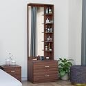 WoodExpress Engineered Wood Dressing Table with Mirror and Storage | Vanity Table with 5 Shelves &amp; 2 Drawers for Bedroom, Living Room, and Home - Walnut Finish