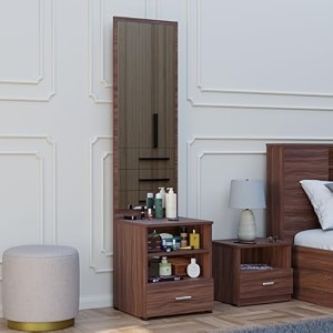 woodexpress wooden dressing table with mirror and storage