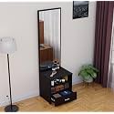 WoodExpress Wooden Dressing Table with Mirror and Storage | Engineered Wood Vanity Table for Bedroom, Living Room and Home | Black Wenge Finish | Height 175cm Width 45cm Depth 38cm
