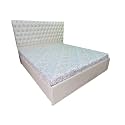 Luxury Assam Teak Wood and Plywood Bed with Storage (Vertical Design | Off-White, Queen Size - 78" x 60")