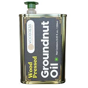 woodfress pure amp unrefined cold-pressed groundnut oil 250ml x 12-100 natural rich in vitamin e wood pressed healthy cooking oil kachi ghani chemical-free metal tin can 250ml