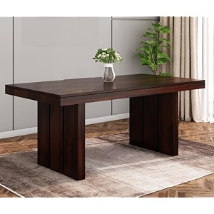 wooden solid sheesham wood dining table 6 seater  dining room furniture  6 seater dining table without chair - walnutfinish