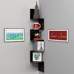 woodinto 8x8 living room bedroom wall corner bookshelf wood shelf storage rack bathroom kitchen storage shelf wall corner black