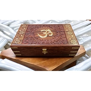 woodiva beautiful handmade sheesham wooden storage box - hand carved jewelry box amp decorative gift om box 10x6x25 inches