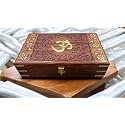 Woodiva Beautiful Handmade Sheesham Wooden Storage Box - Hand Carved Jewelry Box &amp; Decorative Gift OM Box (10X6X2.5 Inches)