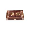Woodiva Beautiful Handmade Sheesham Wooden Storage Box - Hand Carved Jewelry Box & Decorative Gift OM Box (10X6X2.5Inches) (Om+Swastic)