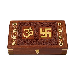 woodiva beautiful handmade sheesham wooden storage box - hand carved jewelry box amp decorative gift om box 10x6x25 inches octagonal omswastic