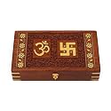 Woodiva Beautiful Handmade Sheesham Wooden Storage Box - Hand Carved Jewelry Box &amp; Decorative Gift OM Box (10X6X2.5 Inches) Octagonal (Om+Swastic)