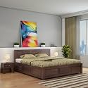 WOODLAB Solid Sheesham Wood King Size Double Bed with Box Storage for Living Room Bedroom Wooden Cot Bed Furniture (Walnut Finish)