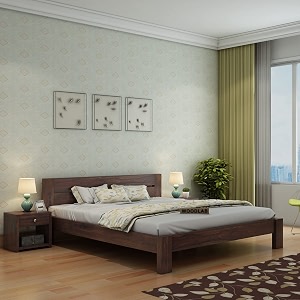 woodlab furniture sheesham wood foster king size bed without storage wooden palang double beds for living room cot bed furniture walnut finish