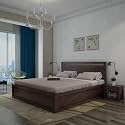 WOODLAB Furniture Sheesham Wood Headboard Panel Queen Size Bed with Box Storage for Bedroom Solid Wood Double Beds for Living Room Home &amp; Guest Room - (Walnut Finish)