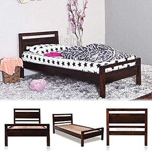 woodlab furniture solid sheesham wood denza single size bed without storage for bedroom wooden cot furniture for home decor living room amp office walnut finish