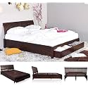 WOODLAB Furniture Solid Sheesham Wood King Size Bed with Box and Front Trolly Storage for Home Wooden Double Beds for Living Room Bedroom (Walnut Finish)