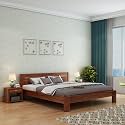 WOODLAB Furniture Solid Sheesham Wood Queen Size Bed for Bedroom Without Storage Wooden Double Beds Living Room Cot Bed Wooden Furniture for Guest Room (Honey Finish)