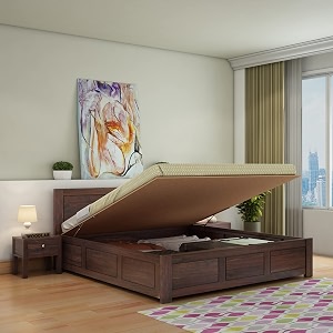 woodlab sheesham wood king size bed with hydraulic storage for bedroom double bed for home furniturewalnut finish206 meters89 cm