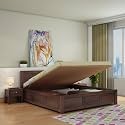 WOODLAB Sheesham Wood King Size Bed With Hydraulic Storage For Bedroom Double Bed For Home Furniture(Walnut Finish),20.6 Meters,8.9 Cm