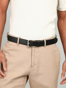 WOODLAND Men Formal Black Genuine Leather Belt