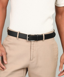 WOODLAND Men Formal Black Genuine Leather Belt