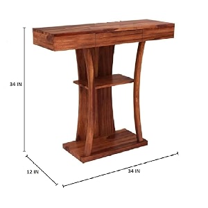 solid sheesham wood console table for living room  entryway amp foyer table with drawer amp shelf storage  wooden hallwayentrance table for home  honey finish  34 x 12 x 34 inch
