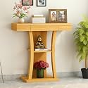Sheesham Wood Console Table for Living Room | Solid Wood Foyer Tables for Entryway with Drawer & Shelf Storage | Wooden Side Entrance Table for Home & Office | Roswood, Pine Finish
