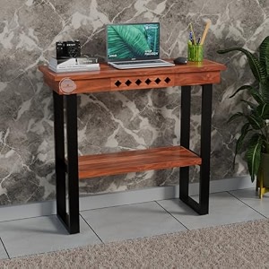 sheesham wood console table for living room  solid wood foyer tables for entryway with drawer amp shelf storage  wooden side entrance table for home amp office  roswood pine finish