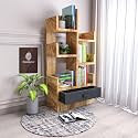 Wooden Free Standing Book Shelf | Display Rack Bookshelf for Home and Office | Decorative Corner Shelf Bookcase | Storage Type: 6 Shelves &amp; 1 Drawer | Sheesham Solid Wood | Finish: Pine