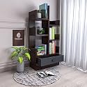 WoodMarwar Wooden Free Standing Book Shelf | Display Rack Bookshelf for Home and Office | Decorative Corner Shelf Bookcase | Storage Type: 6 Shelves &amp; 1 Drawer | Sheesham Solid Wood | Finish: Walnut