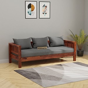 classic 3 seater sheesham wood sofa set  honey finish  solid wood frame  with magazine holder  living room amp drawing room furniture