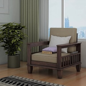 woodnetic sheesham wooden solid 1 seater sofa set walnut