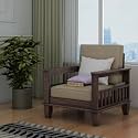 WOODNETIC Sheesham Wooden Solid 1 Seater Sofa Set (Walnut)