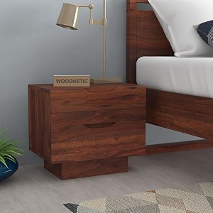 bansal art solid sheesham wood bedside table with 2 drawer  honey finish  bedroom nightstand  wooden side table  2 drawer storage  dining room