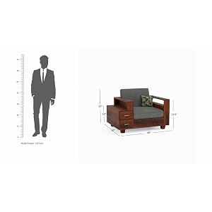 solid sheesham wood sofa set 1 seater with attached 2 shelf drawers cushions without small pillows for living room bedroom office hotel amp lounge honey finish