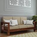 WOODNETIC Solid Sheesham Wood Sofa Set 3 Seater with Cushions Without Small Pillows for Living Room, Bedroom, Office, Hotel &amp; Lounge Honey Finish