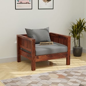 wooden 1 seater sofa set for living room with side magzine amp newspaper holder for office amp lounge sheesham wood honey