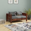 Wooden 2 Seater Sofa Set for Living Room with Side Magzine & Newspaper Holder for Office & Lounge Sheesham Wood (Honey)